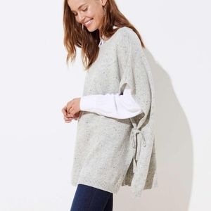 Loft Flecked Grey Side-Tie Poncho
